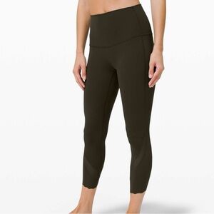 NWOT Lululemon Army Green Wunder Under Crop Scalloped Hem Leggings